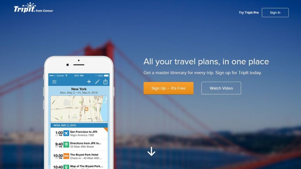 Best trip planning apps, TripIt